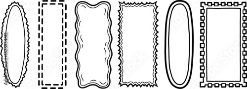 Black and white vector illustration of an abstract vintage border design with a floral leaf pattern and ornate swirl decoration
