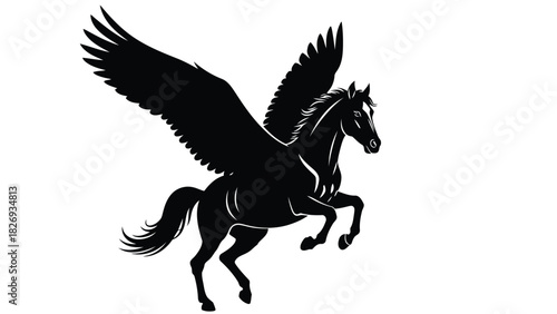 Mythological Pegasus Flying Horse Silhouette Vector