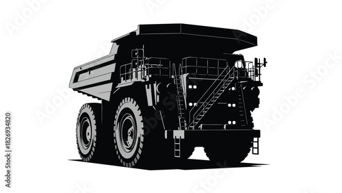 Massive Mining Dump Truck Silhouette Vector Illustration