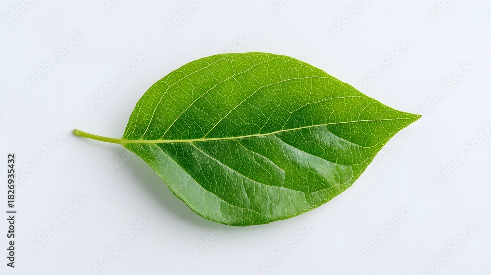 Obraz premium Vibrant green plant foliage rests upon a clean, bright white background