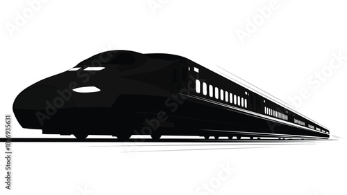 Modern high speed bullet train rendering side view isolated on white futuristic travel concept