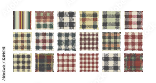 Rustic plaid patterns collection: diverse checkered designs for fashion and decor