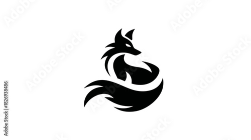 Sleek Abstract Fox Silhouette Logo Design on White Background - Modern Minimalist Animal Icon Illustration