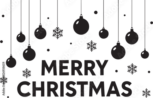 Christmas Ball Ornaments Set Simple Line Art Hanging Decorations silhouette vector