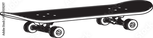 Black skateboard illustration, a symbol of urban sport, youth culture, and recreation