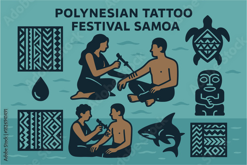 Traditional polynesian tattoo art and culture at samoa festival