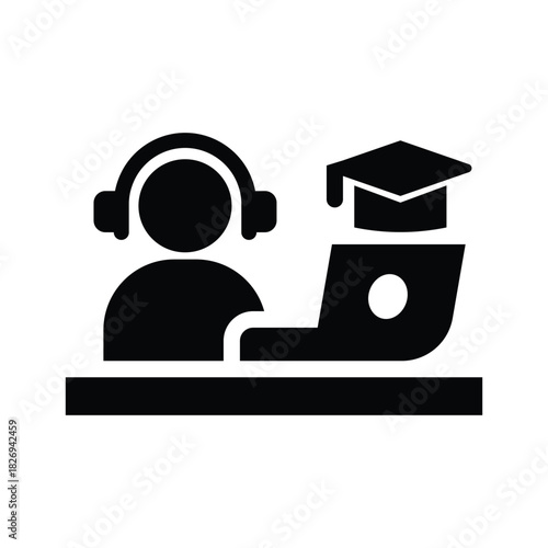 online learning glyph icon illustration vector graphic.eps