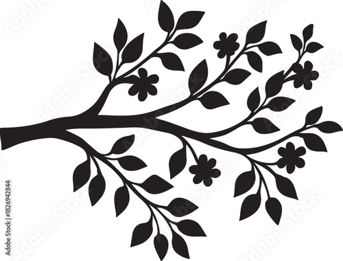 tree branch silhouette vector.
