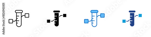 Research Variables Multiple Style Icon Design Vector - test tube with adjustable blocks representing independent, dependent, and controlled variables in research