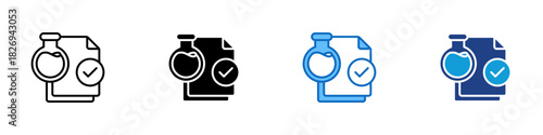 Testable Hypothesis Multiple Style Icon Design Vector - document with a flask and checkmark symbolizing clear, measurable, and testable scientific hypotheses