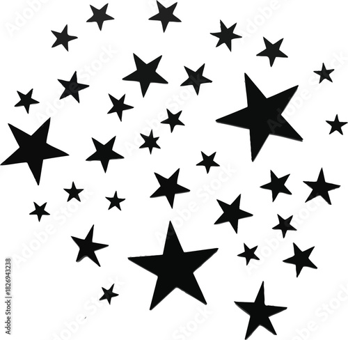 Black star cluster on white background for design elements