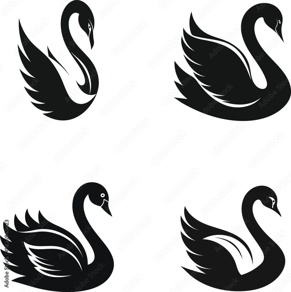 Obraz premium Swan logo icon set 