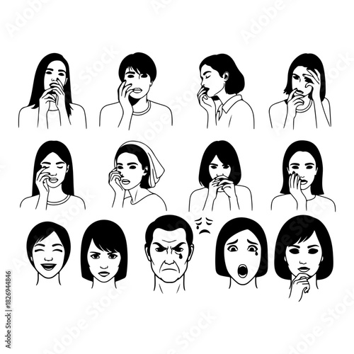 Emotional Portraits sad women silhouette pack set