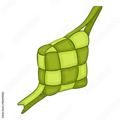 Illustration of Ketupat a Traditional Rice Cake from Southeast Asia.