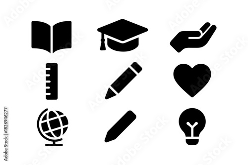 Educational icons set: flat design for learning and teaching resources