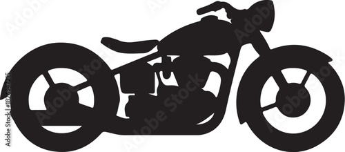 Classic custom chopper motorcycle silhouette vector graphic isolated on a white background icon.