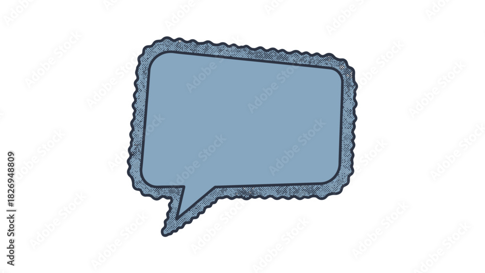 Fototapeta premium Blue Speech Bubble with Jagged Edges Isolated on White Background.