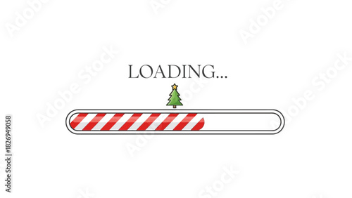 Christmas Loading Bar with Festive Tree Icon.
