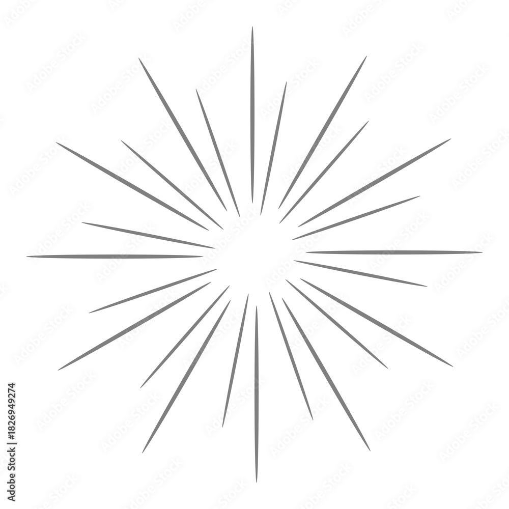 Fototapeta premium Thin-line sunburst starburst graphic