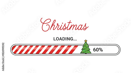 Christmas Loading Progress Bar with Festive Tree Indicator.