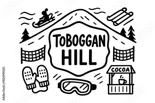 Winter fun on toboggan hill: sledding adventure with cocoa and more