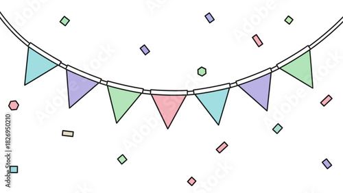 Colorful Party Bunting with Confetti for Celebrations.