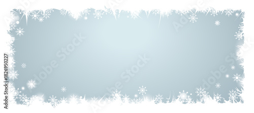 Frosty ice frame with snowflakes.  Rectangular, square winter border frame on background isolated illustration