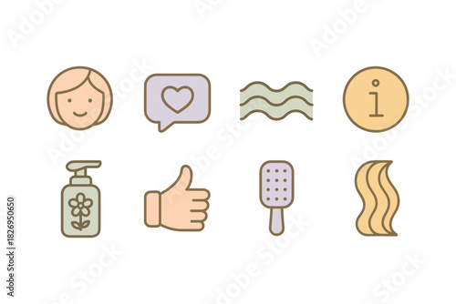 Simple pastel icons for personal care and communication needs