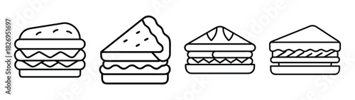 Illustration of assorted sandwich types drawing vector delicious food lunch snack fast food design 90