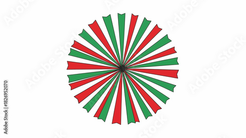 Red and Green Paper Fan Decoration.