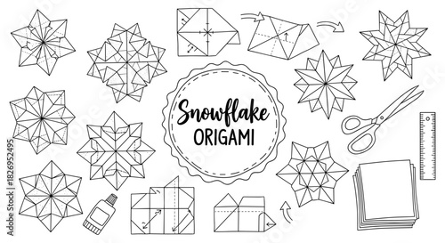 Step-by-step guide to creating origami snowflakes with instructions and tools