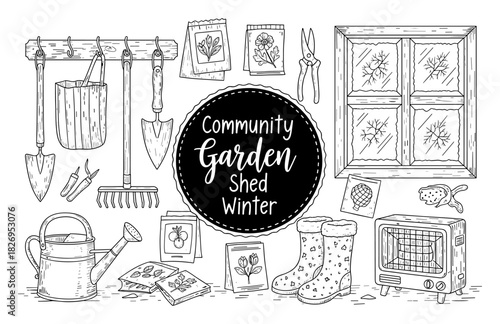 Garden shed essentials in winter: tools, plants, and decor