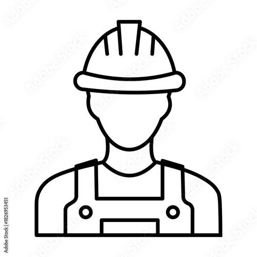 Construction worker safety hard hat line icon
