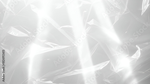 Crinkled translucent plastic with light rays abstract