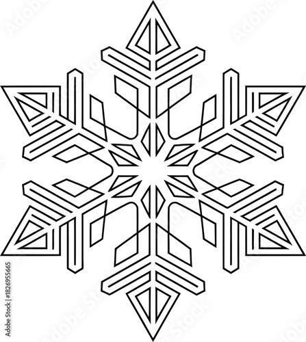 Geometric snowflake abstract line art vector