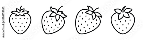 Black and white strawberry vector illustration, hand drawn strawberry clip art for design projects