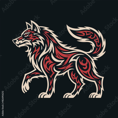 Tribal Wolf Head Vector Illustration