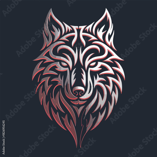 Tribal Wolf Head Vector Illustration