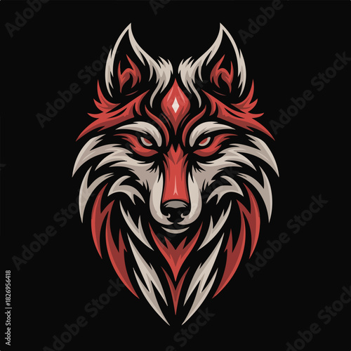 Tribal Wolf Head Vector Illustration