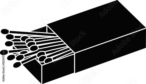 Open Matchbox Icon with Matches Symbolizing Fire