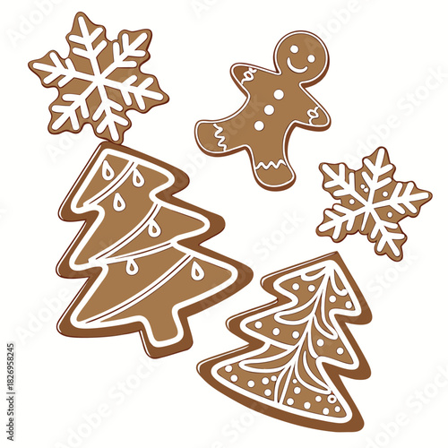 Festive ginger cookie collection illustration