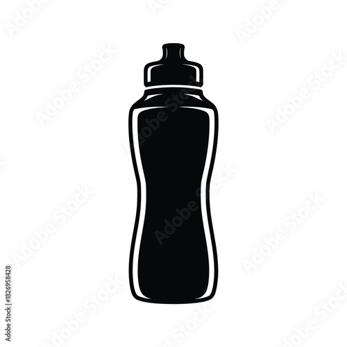 Black silhouette of a reusable water bottle with a cap