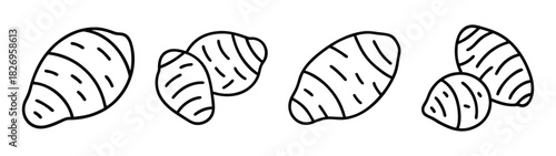 Vector illustration of abstract mussel shells seafood shellfish drawing marine life outline art design