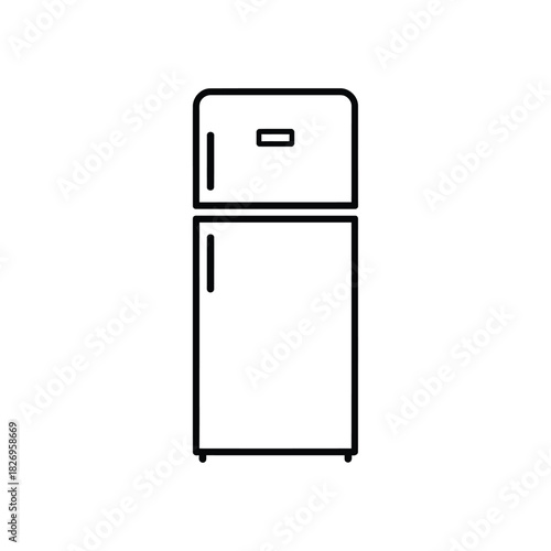Simple line art icon of a two door refrigerator freezer appliance