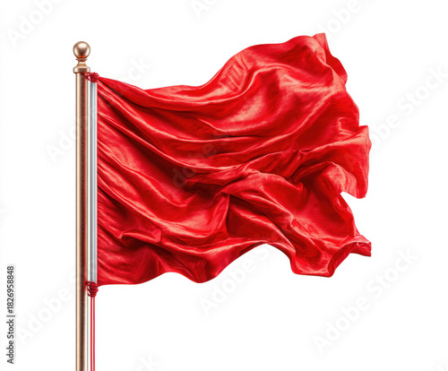 Red flag isolated on white ...
