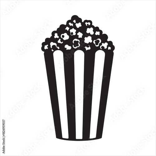 popcorn bucket overflowing on white background