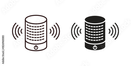 Smart speaker icon concept. Glyph vector illustration isolated. Simple solid style.