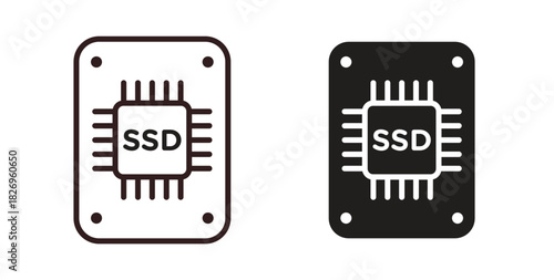 SSD drive icon concept. Glyph vector illustration isolated. Simple solid style.