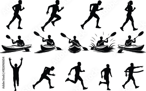 Silhouette collection of sport activities and athletes