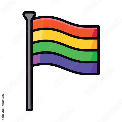 Rainbow Flag Vector Icon: Pride, LGBTQ+ Community, Love, Equality, and Celebration Symbol